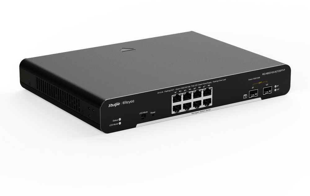 Šakotuvas Ruijie Reyee Ruijie SWITCH POE RG-NBS3100-8GT2SFP-P 8 PRIEVADŲ REYEE