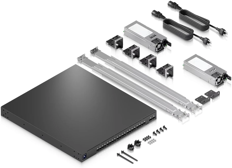Šakotuvas Ubiquiti UniFi EAV-Fiber komutatorius, 22 prievadai, 20x SFP, 2x QSFP28, 3 sluoksnis