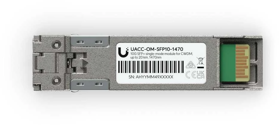 Šakotuvas SFP modulis „Ubiquiti“ „Ubiquiti UACC-OM-SFP10-1470“ tinklo kartotuvo modulis Šviesolaidinis 11300 Mbit/s SFP+ 1470 nm