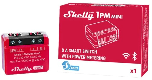 Išmanioji Wi-Fi ir Bluetooth relė Shelly Mini 1PM Gen3 x2