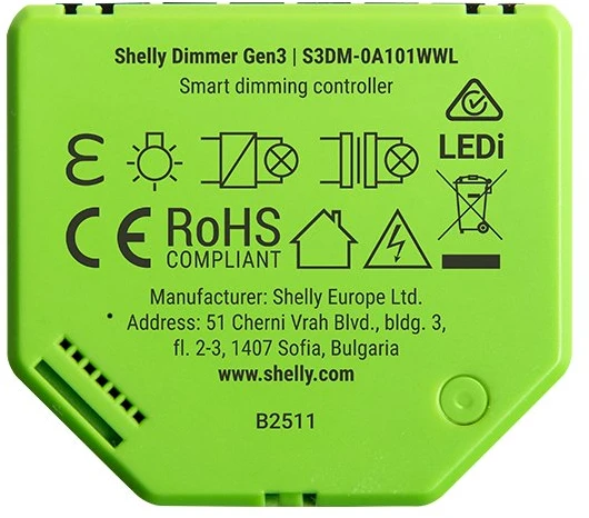Shelly Dimmer GEN3 Išmanusis 1 kanalo wifi dimeris