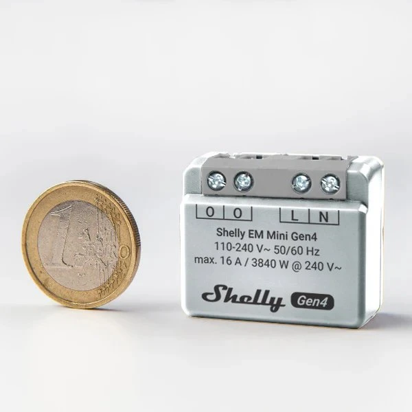 Shelly EM Mini Gen4 galios matuoklio modulis 16A (WiFi, Bluetooth, Zigbee, Matter)