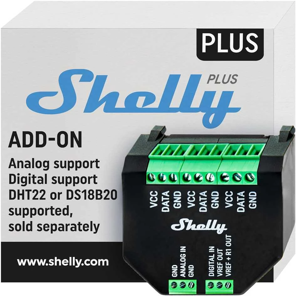 SHELLY PLUS ADD-ON priedas Plus, GEN3, GEN4 serijos relėms