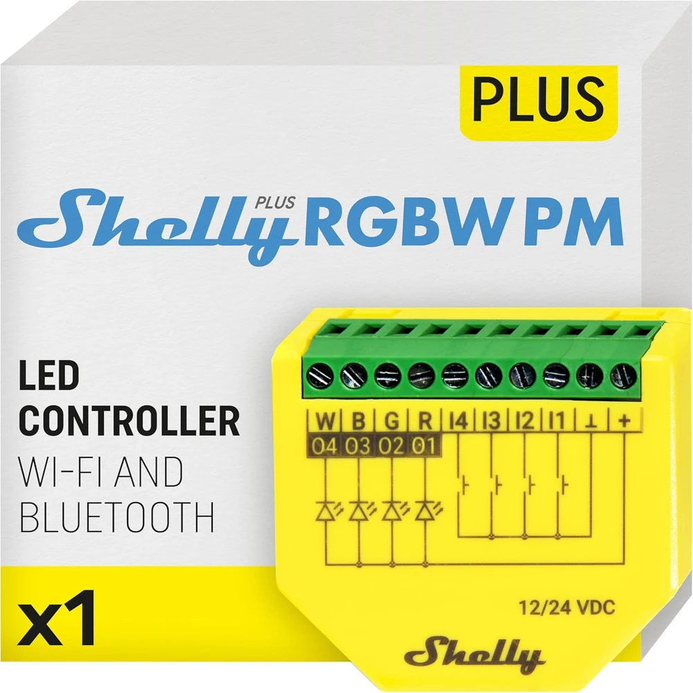 Shelly Plus RGBW PM LED juostos valdiklis (Wifi, Bluetooth)