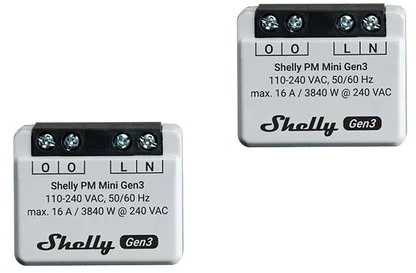 2 Shelly PM Mini Gen3 valdiklių rinkinys