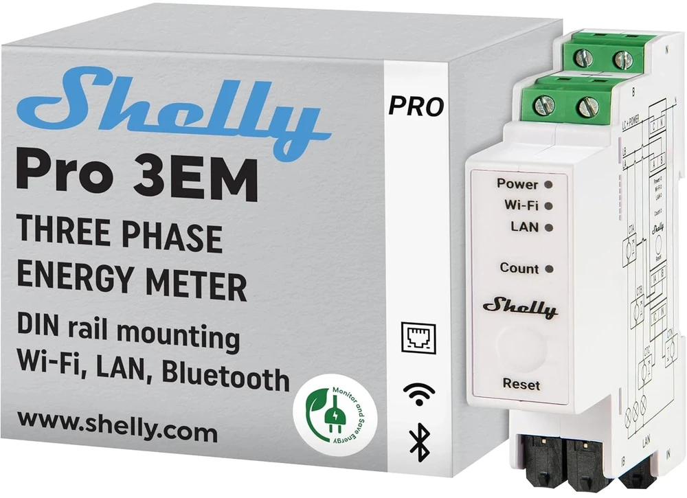 Shelly Pro 3EM 120A profesionalus elektros sąnaudų skaitiklis