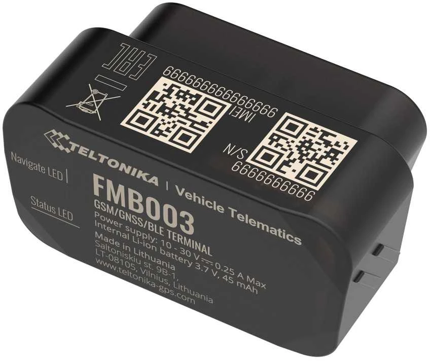 FMB003 2G TELTONIKA OBD GPS SEKLYS, Serveris : Nepridėti, SIM kortelė: Nepridėti