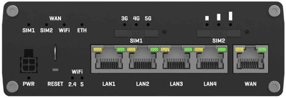TEI Teltonika RUTM50 belaidis maršrutizatorius Gigabitinis eternetas Dviguba juosta (2,4 GHz / 5 GHz) 5G Juoda