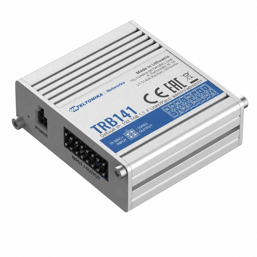 Maršrutizatorius LTE Gateway: No WiFi, 4G, Input/Output, Micro USB | Teltonika | LTE Gateway | TRB141 | No Wi-Fi | Mesh Support No | MU-MiMO No | 2G/3G/4G | Antenna type 1 x SMA for LTE | 1 x Virtual network interface via micro USB