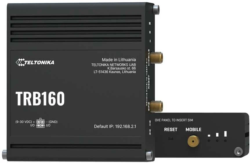 Teltonika | LTE Maršrutizatorius | TRB160 | No Wi-Fi | 10/100/1000 Mbit/s | Ethernet LAN (RJ-45) jungtys 1 | Mesh Support No | MU-MiMO No | 4G | 1