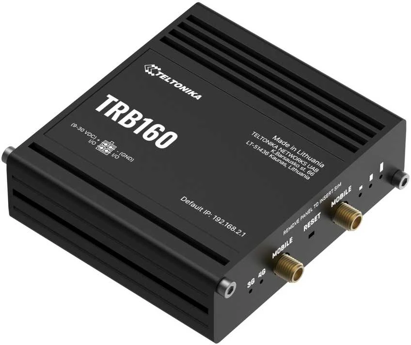 Teltonika | LTE Maršrutizatorius | TRB160 | No Wi-Fi | 10/100/1000 Mbit/s | Ethernet LAN (RJ-45) jungtys 1 | Mesh Support No | MU-MiMO No | 4G | 1