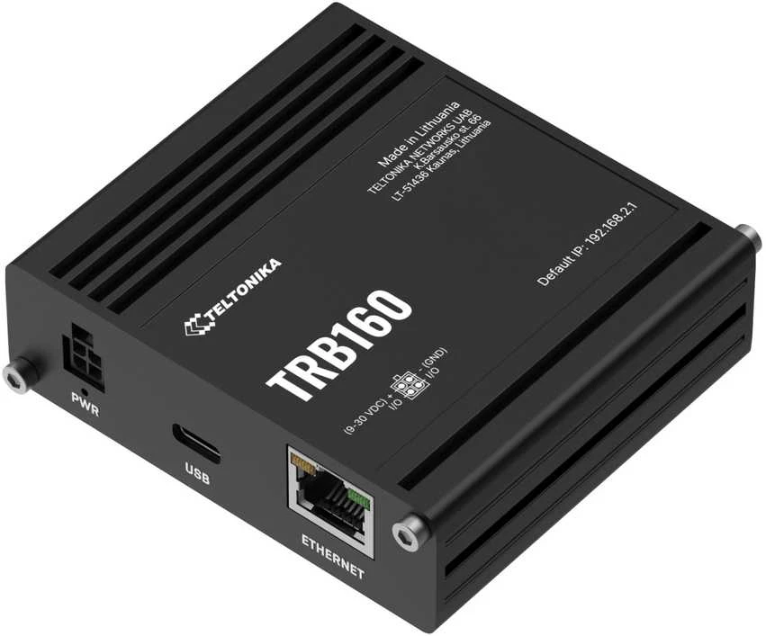 Teltonika | LTE Maršrutizatorius | TRB160 | No Wi-Fi | 10/100/1000 Mbit/s | Ethernet LAN (RJ-45) jungtys 1 | Mesh Support No | MU-MiMO No | 4G | 1