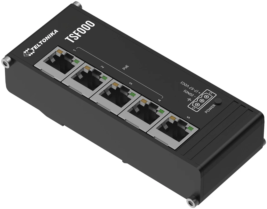 Šakotuvas TEI Teltonika TSF000 Ne-valdomas Fast Ethernet (10/100) Maitinimas per Eternetą (PoE) Desktopas Juoda
