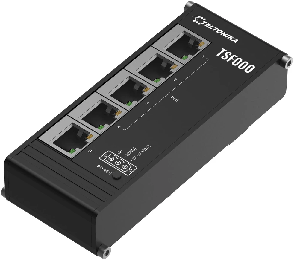 Šakotuvas TEI Teltonika TSF000 Ne-valdomas Fast Ethernet (10/100) Maitinimas per Eternetą (PoE) Desktopas Juoda