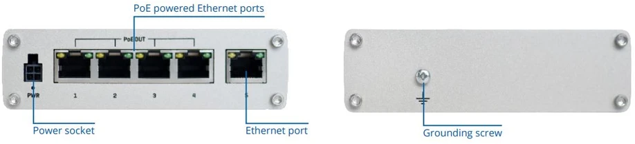 Šakotuvas PRAMONINIS SWITCH'AS POE TSW100 5 PRIEVADŲ, 4 PoE Teltonika