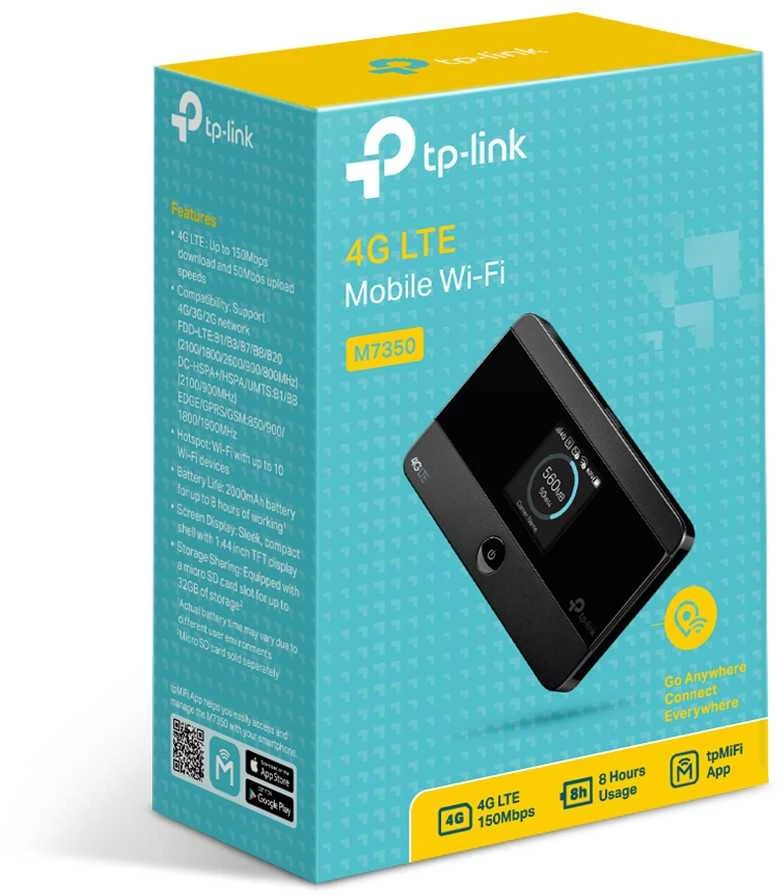 Modemas Maršrutizatorius TP-Link, 3G / 4G, 802.11a / b / g / n , juodas / M7350