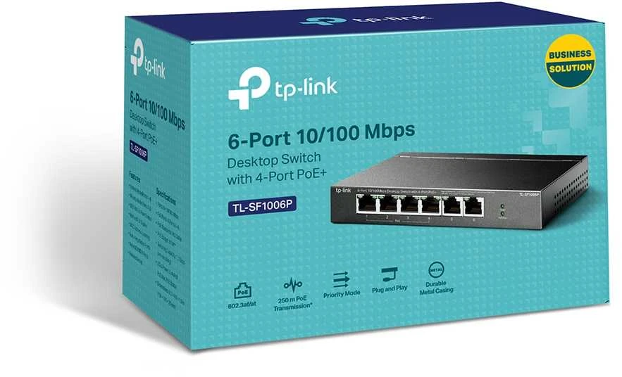 Šakotuvas TP-LINK | Jungiklis | TL-SF1006P | Nevaldomas | Darbalaukis | 10/100 Mbps (RJ-45) jungtys kiekis 6 | PoE+ jungtys kiekis 4 | Maitinimo tipas Išorinis