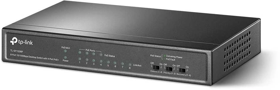 Šakotuvas TP-LINK 8 prievadų PoE jungiklis 4 PoE prievadai