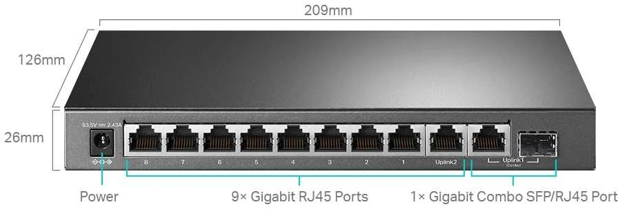 Šakotuvas TP-LINK | 10 prievadų Gigabit Easy Smart Switch su 8 prievadų PoE+ | TL-SG1210MPE | Tvarkomas žiniatinklis | Darbalaukis | Maitinimo tipas Išorinis | 60 mėn.
