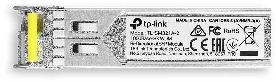 TP-LINK | 1000Base-BX WDM dvikryptis SFP modulis | TL-SM321A-2 | 9/125 μm SMF (vienmodis šviesolaidis) | 9/125 μm SMF (vienmodis šviesolaidis)