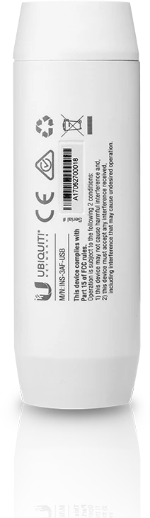 UBIQUITI INS-3AF-USB Ubiquiti Instant 802.3AF į USB A tipo adapteris (įvestis: 48V, 802.3af, išvestis: 5V/2A)
