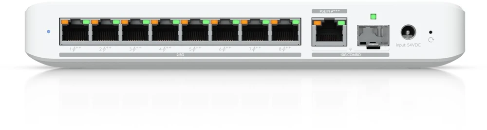 Šakotuvas UBIQUITI FLEX 2.5G POE FLEXIBLE, 8 PORT 2.5 GBE POE++ JUNGIKLIS SU 10 GBE RJ45/SFP+ KOMBINUOTU SUSIJUSIOS PRIEDAS, KURIE GALI BŪTI MAITINIMAS SU POE+++ ARBA KINKTAmosios srovės maitinimu*
