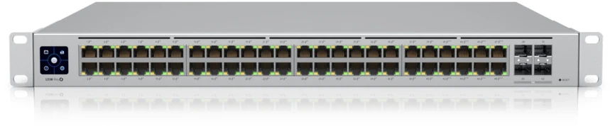 Šakotuvas UBIQUITI USW-PRO-48-POE UniFi komutatorius, 48 x 600 W, 48 gigabito RJ45 prievadai, 4 SFP+ prievadai, PoE++