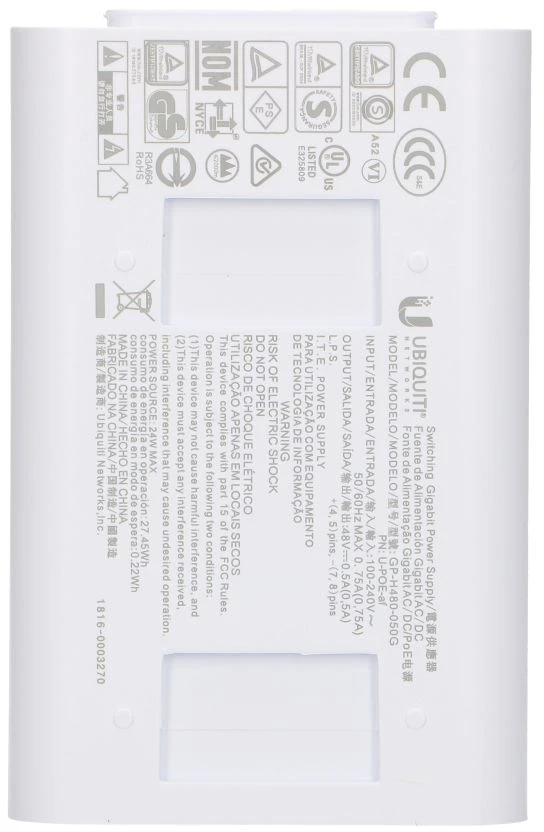 Ubiquiti PoE injektorius 48V/0.32A, baltas