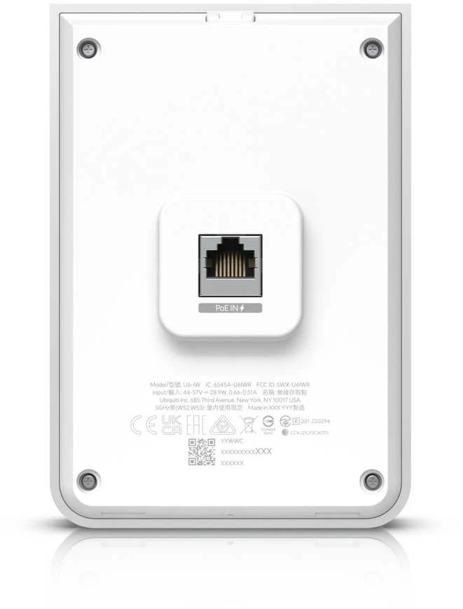 Ubiquiti | „WiFi 6“ prieigos taškas su integruotu „PoE“ jungikliu | U6-IW | 802.11ax | 2,4 GHz / 5 GHz | 10/100/1000 Mbit/s | Ethernet LAN (RJ-45) jungtys 1 | MU-MiMO Taip | PoE įvestis | Antenos tipas: vidinė