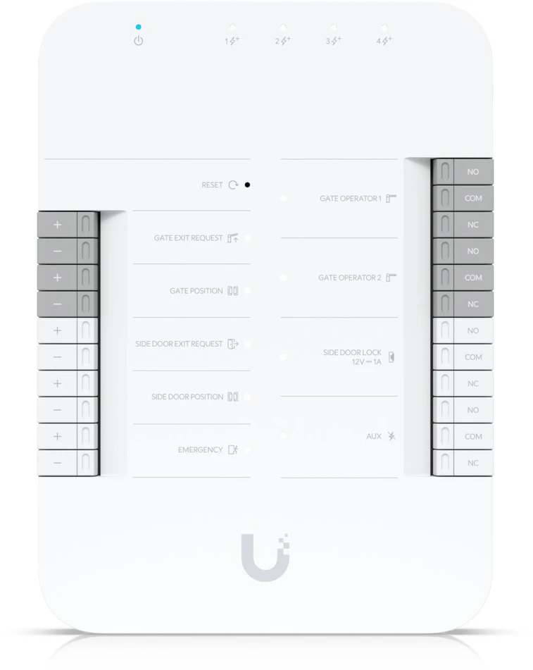 Ausinės „UBIQUITI“ VARTŲ PRADŽIOS RINKINYS. PRADŽIOS RINKINYS SU VARTŲ ŠAKOTUVU, G3 DOMOSO SISTEMU, POE++ ADAPTERIU IR POE++ PER SUKTOSIOS POROS ILGINTUVU, SKIRTAS PRIEIGOS VALDYMUI PRIE VIENŲ VARTŲ SU JUTIKLINIO PRAĖJIMO PALAIKYMU.