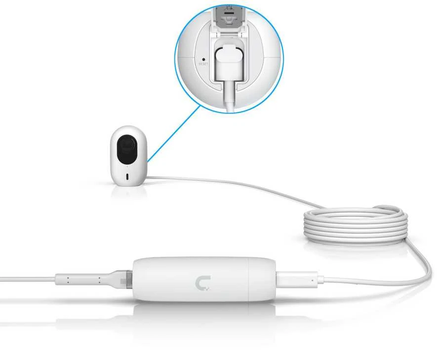 UBIQUITI KETURIŲ SU PUSTE METRO USB KABELAS, KURIS SUJUNGIA KAMERĄ G4 AKTIJĄ PRIE POE ŠALTINIO