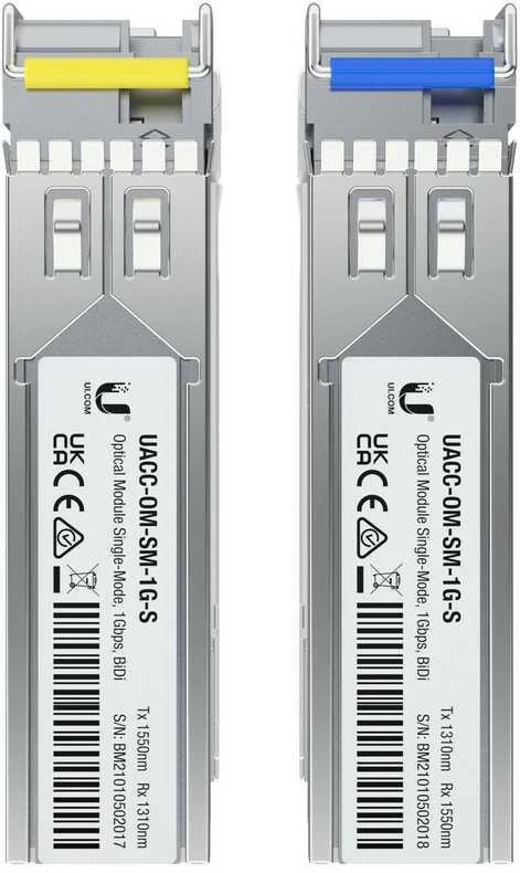 Šakotuvas UBIQUITI 1G dvikryptis vieno režimo optinis modulis. SFP siųstuvas-imtuvas, palaikantis 1G ryšius iki 3 km, naudojant vieno režimo šviesolaidį su simplex LC UPC jungtimi (2 vnt. pakuotėje)