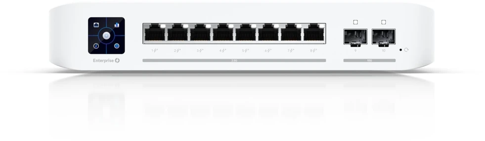 Šakotuvas UBIQUITI USW-ENTERPRISE-8-POE UNIFI SWITCH 8x 2.5GB/S RJ45 POE+ 2x 10GB/S SFP+ TOUHSEKRANAS IŠ VISO 120W