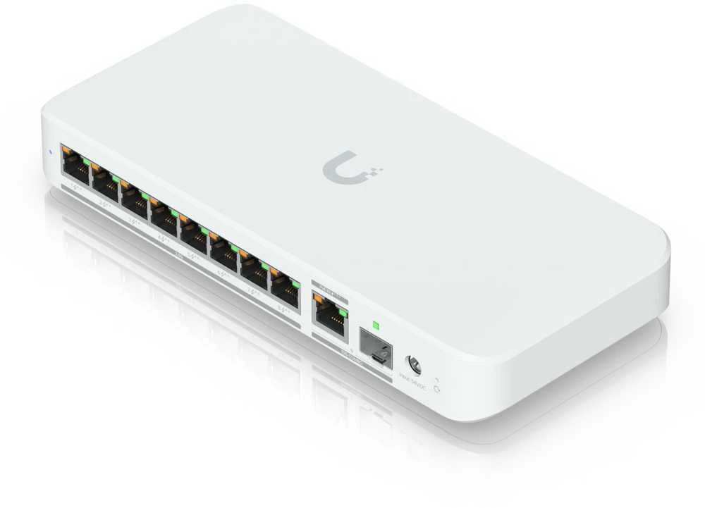 Šakotuvas UBIQUITI FLEX 2.5G POE FLEXIBLE, 8 PORT 2.5 GBE POE++ JUNGIKLIS SU 10 GBE RJ45/SFP+ KOMBINUOTU SUSIJUSIOS PRIEDAS, KURIE GALI BŪTI MAITINIMAS SU POE+++ ARBA KINKTAmosios srovės maitinimu*