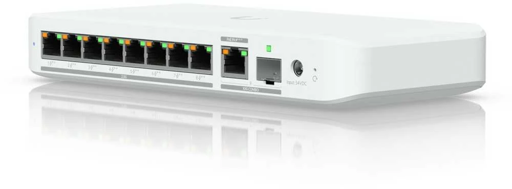 Šakotuvas UBIQUITI FLEX 2.5G POE FLEXIBLE, 8 PORT 2.5 GBE POE++ JUNGIKLIS SU 10 GBE RJ45/SFP+ KOMBINUOTU SUSIJUSIOS PRIEDAS, KURIE GALI BŪTI MAITINIMAS SU POE+++ ARBA KINKTAmosios srovės maitinimu*