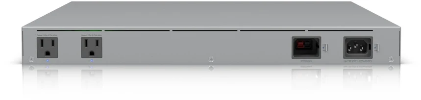 Šakotuvas „Ubiquiti USW-Mission-Critical“ komutatorius su integruota 368 Wh ličio jonų baterija, galinčia tiekti nepertraukiamą maitinimą 8 įrenginiams.