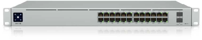 Maršrutizatorius UBIQUITI USW-Pro-24-POE UniFi komutatorius, 24 x 400 W, 24 gigabito RJ45 prievadai, 2 SFP+ prievadai, PoE++