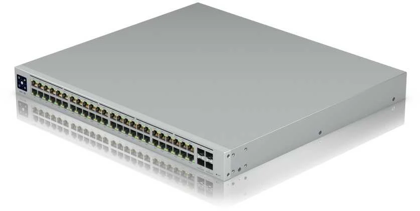 Šakotuvas UBIQUITI USW-PRO-48-POE UniFi komutatorius, 48 x 600 W, 48 gigabito RJ45 prievadai, 4 SFP+ prievadai, PoE++