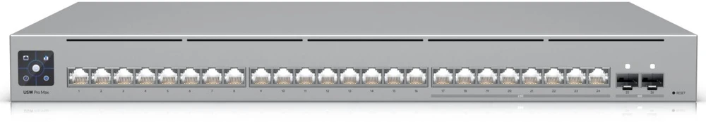 Šakotuvas Ubiquiti | „Etherlighting“ komutatorius su 2,5 GbE | USW-Pro-Max-24 | Valdomas 3 lygio | Montuojamas į stelažą | Gigabito eternetas (varinis) jungčių kiekis: 24