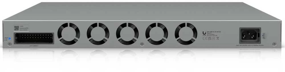 Šakotuvas Ubiquiti komutatorius UniFi 16x2.5G RJ45/32x10G RJ45/4xSFP28 valdomas PoE++ 1080W 19" montuojamas į lentyną, 1,3" jutiklinis ekranas