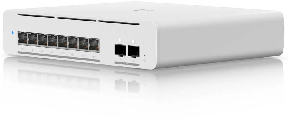 Šakotuvas UBIQUITI USW-Pro-XG-8-PoE komutatorius Etherlighting 8x RJ45 10GbE PoE 2x SFP+ 155W 3 slanksčiai