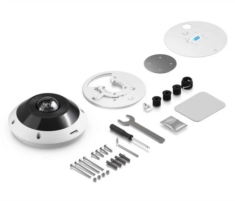 UBIQUITI UVC-G6-Pro-360-B Visoms oro sąlygoms, vandalams atspari 12MP PoE kamera su panoraminiu 360 laipsnių vaizdu, skaitmeniniu pasukimo, pakreipimo, priartinimo ir išmaniuoju IR ryšiu.