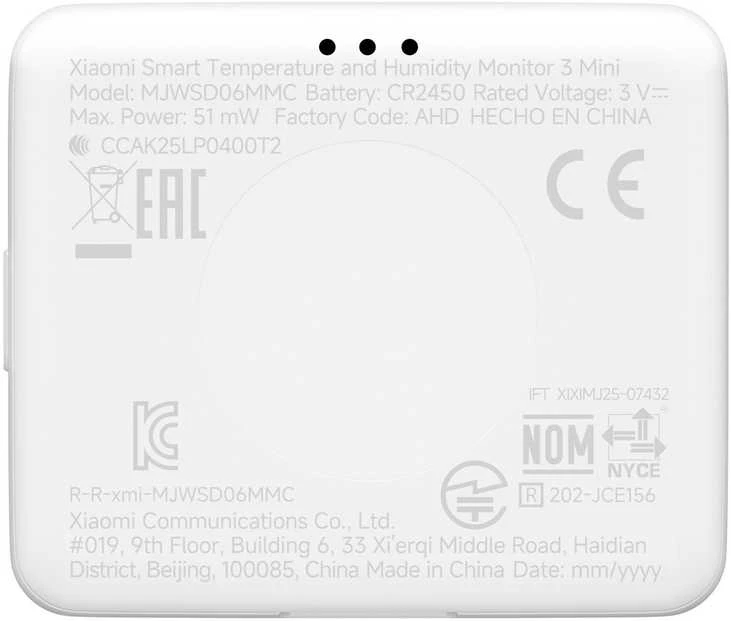 Xiaomi Mi Temperature and Humidity Monitorius 3 Mini baltos spalvos