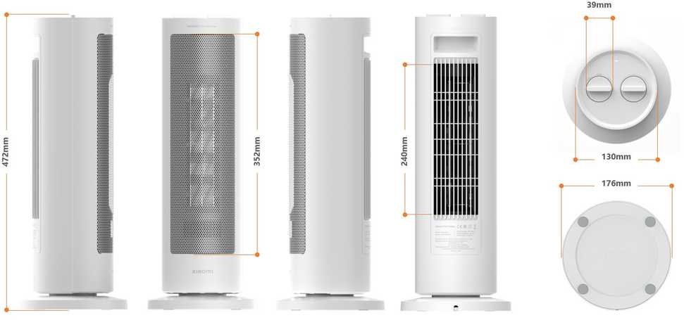 Xiaomi | Ventiliatoriaus šildytuvas EU | BHR8228EU | Bokšto ventiliatorius | 1200/2000 W| Baltas