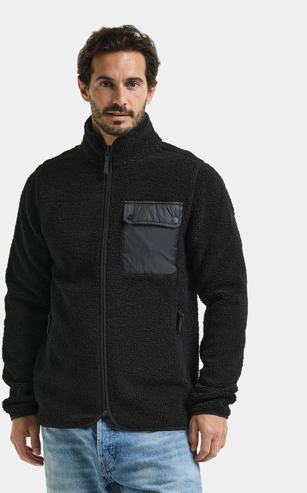 Didriksons vyriškas pūkuoto flisio džemperis PETER USX FULL-ZIP 3 - Juodas (Išankstinis užsakymas)