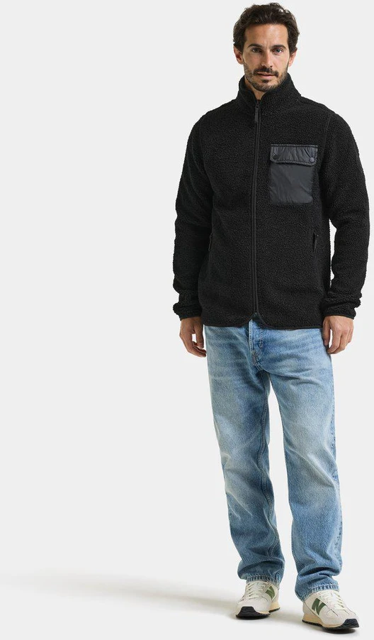 Didriksons vyriškas pūkuoto flisio džemperis PETER USX FULL-ZIP 3 - Juodas (Išankstinis užsakymas)