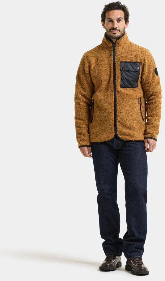 Didriksons vyriškas pūkuoto flisio džemperis PETER USX FULL-ZIP 3 - Spice Brown (Išankstinis užsakymas)