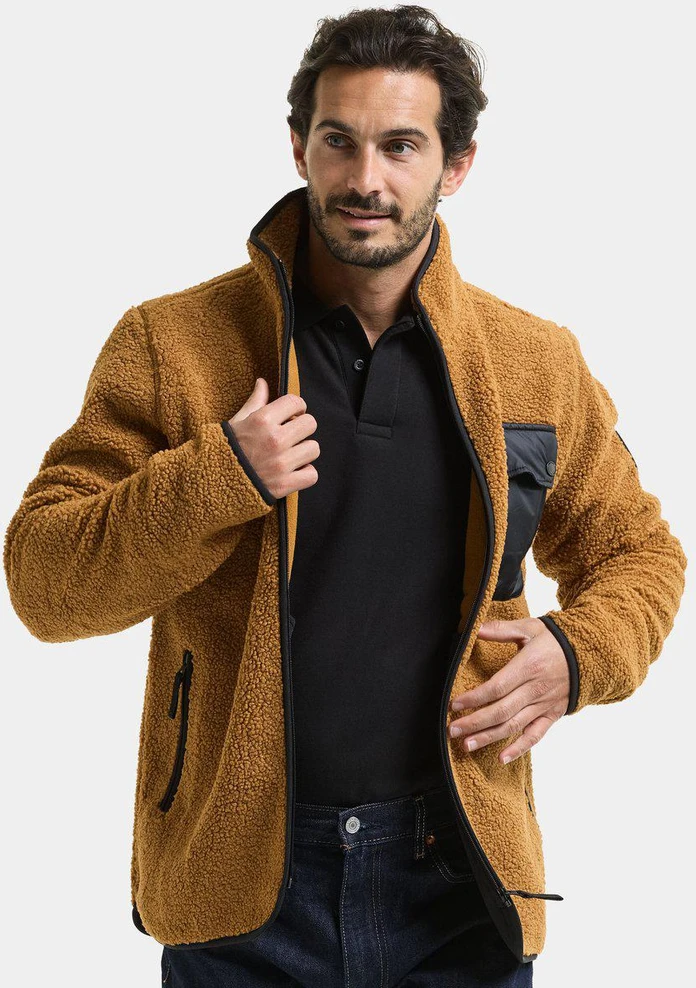 Didriksons vyriškas pūkuoto flisio džemperis PETER USX FULL-ZIP 3 - Spice Brown (Išankstinis užsakymas)