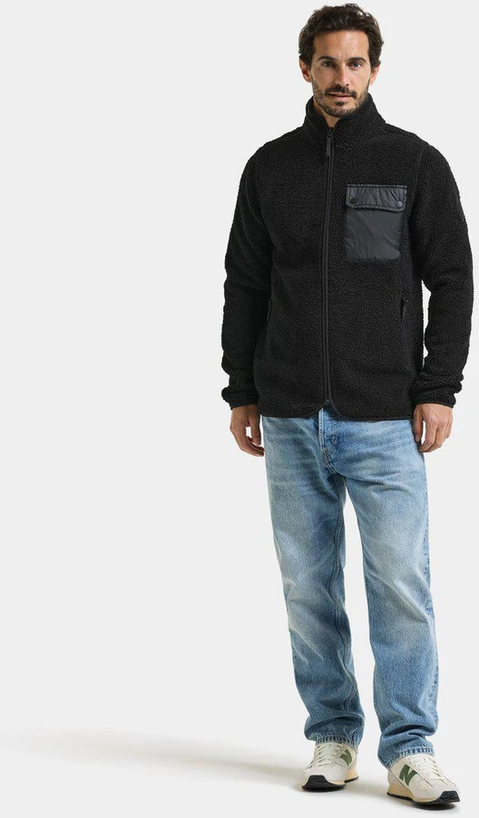 Didriksons vyriškas pūkuoto flisio džemperis PETER USX FULL-ZIP 3 - Juodas (Išankstinis užsakymas)