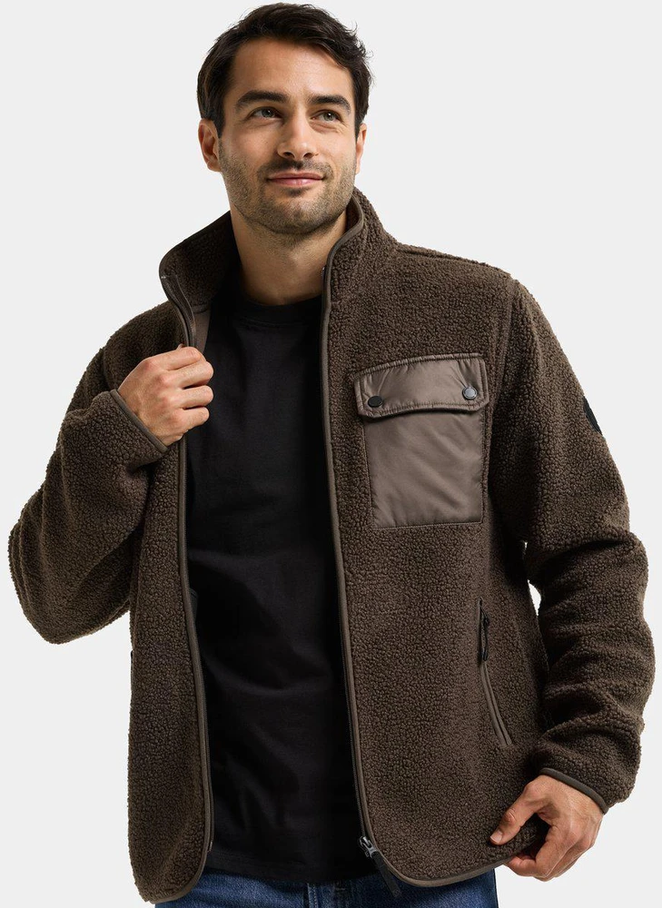 Didriksons vyriškas pūkuoto flisio džemperis PETER USX FULL-ZIP 3 - Dark Mocha (Išankstinis užsakymas)